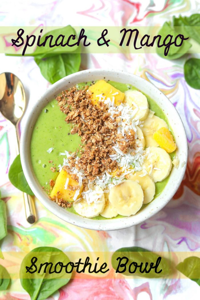 Vegan Protein Spinach & Mango Green Smoothie Bowl 🌱