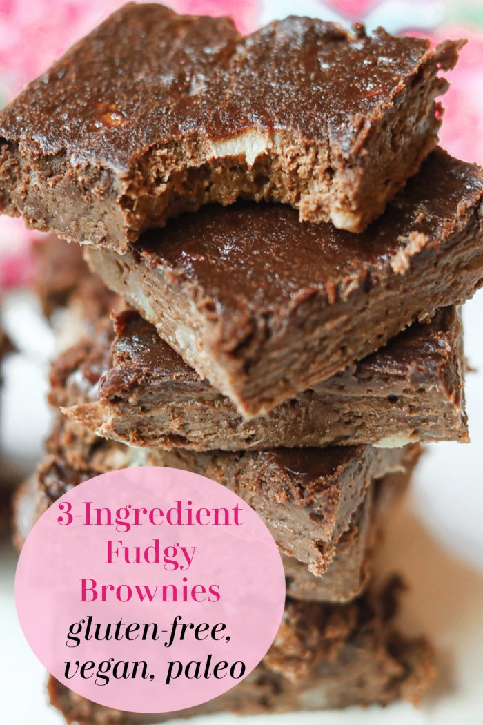 3-Ingredient Fudgy Brownies (gluten-free, vegan, paleo)